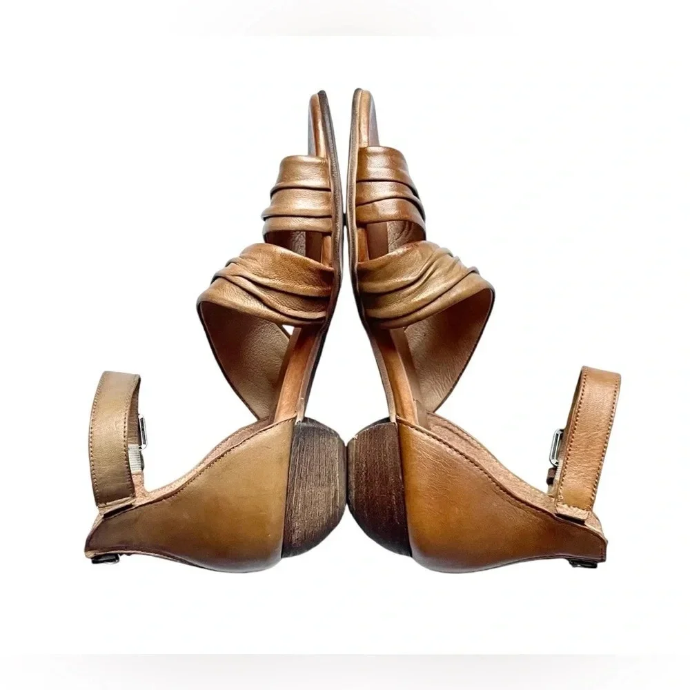 Miz Mooz Cassie Classic Tan Soft Leather Strappy Heeled Sandals Size 38/7.5